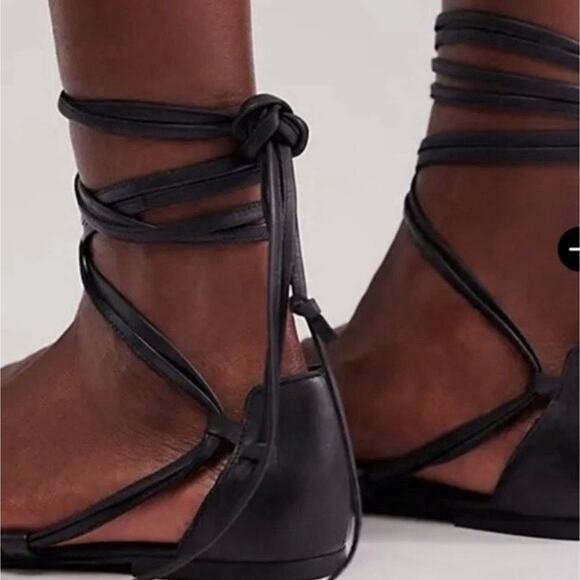 Free People Harlow Woven Wrapped Flats Shoes Women’s Size 8.5 Straps Goth Boho - Picture 9 of 9